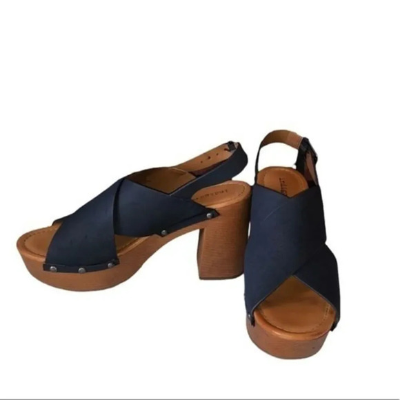 Indigo Dani Denim Block Platform Sandals  Irdani Size 9 - Picture 4 of 9